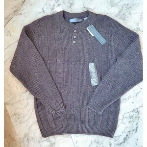 OSCAR DE LA RENTA Sweater Mens Size M Henley Crew Neck Long Sleeve Grunge‎ NWT
